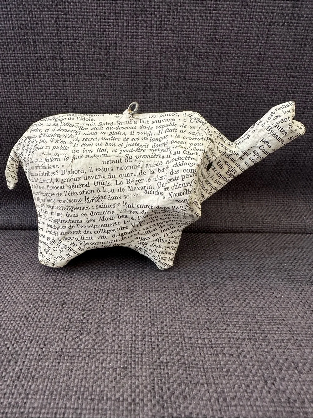 CB2 Paper-Mâché Safari Animal 4 piece Set - Newspaper Printed Animal Ornaments